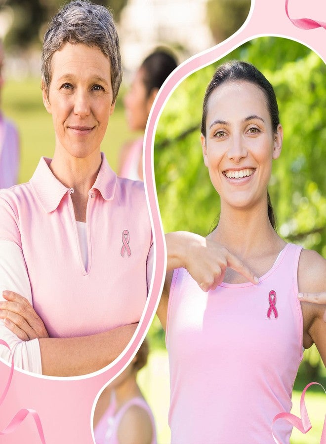 Kenning 60 Pack Breast Cancer Awareness Lapel Pin Pink Ribbon Glitter Breast Cancer Brooch Women Girls Ribbon Pins for Charity Public Fundraiser, 2 Colors - Image 5